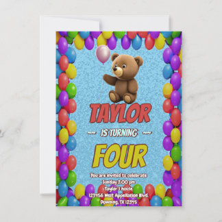 Niedlicher Cudly Teddy Bär Geburtstagsaufenthalt Einladung