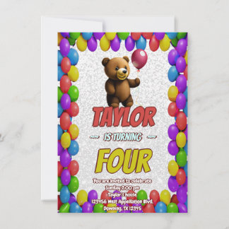 Niedlicher Cudly Teddy Bär Geburtstagsaufenthalt Einladung