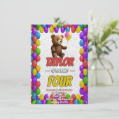 Niedlicher Cudly Teddy Bär Geburtstagsaufenthalt Einladung (Stehend Vorderseite)