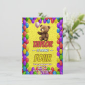 Niedlicher Cudly Teddy Bär Geburtstagsaufenthalt Einladung (Stehend Vorderseite)