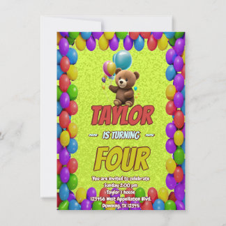 Niedlicher Cudly Teddy Bär Geburtstagsaufenthalt Einladung