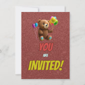 Niedlicher Cudly Teddy Bär Geburtstagsaufenthalt Einladung (Rückseite)