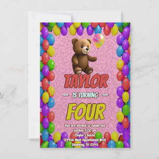 Niedlicher Cudly Teddy Bär Geburtstagsaufenthalt Einladung