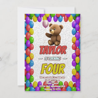 Niedlicher Cudly Teddy Bär Geburtstagsaufenthalt Einladung