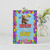 Niedlicher Cudly Teddy Bär Geburtstagsaufenthalt Einladung (Stehend Vorderseite)