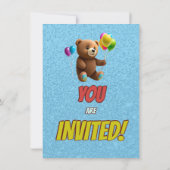 Niedlicher Cudly Teddy Bär Geburtstagsaufenthalt Einladung (Rückseite)
