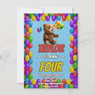 Niedlicher Cudly Teddy Bär Geburtstagsaufenthalt Einladung