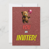 Niedlicher Cudly Teddy Bär Geburtstagsaufenthalt Einladung (Rückseite)