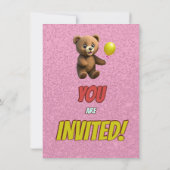 Niedlicher Cudly Teddy Bär Geburtstagsaufenthalt Einladung (Rückseite)