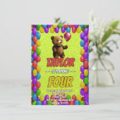 Niedlicher Cudly Teddy Bär Geburtstagsaufenthalt Einladung (Stehend Vorderseite)