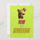 Niedlicher Cudly Teddy Bär Geburtstagsaufenthalt Einladung (Rückseite)