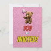 Niedlicher Cudly Teddy Bär Geburtstagsaufenthalt Einladung (Rückseite)