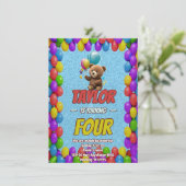 Niedlicher Cudly Teddy Bär Geburtstagsaufenthalt Einladung (Stehend Vorderseite)