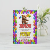 Niedlicher Cudly Teddy Bär Geburtstagsaufenthalt Einladung (Stehend Vorderseite)