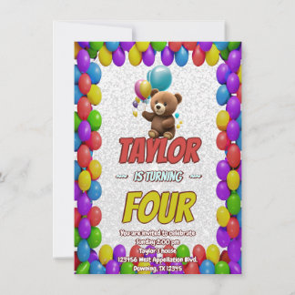 Niedlicher Cudly Teddy Bär Geburtstagsaufenthalt Einladung