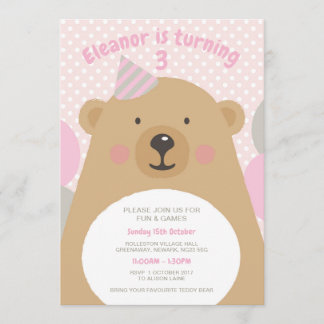Niedlicher Cudly Teddy Bear Birthday Einladung