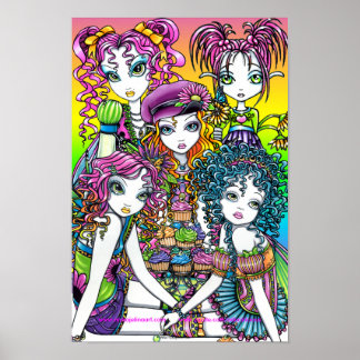 Niedlicher Cup Cake Rainbow Fairies Party Poster