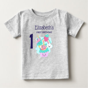 Niedlicher Cupcake and Happy Ice Cream Erster Gebu Baby T-shirt