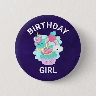 Niedlicher Cupcake and Happy Ice Cream Geburtstags Button