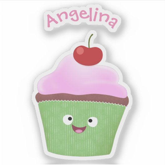 Niedlicher Cupcake Cartoon Aufkleber (Vorderseite)