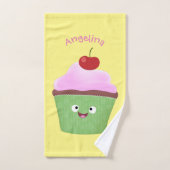 Niedlicher Cupcake Cartoon Badhandtuch Set (Handtuch)