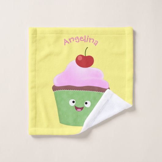 Niedlicher Cupcake Cartoon Badhandtuch Set (Waschlappen)