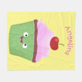 Niedlicher Cupcake Cartoon Fleecedecke (Vorderseite (Horizontal))