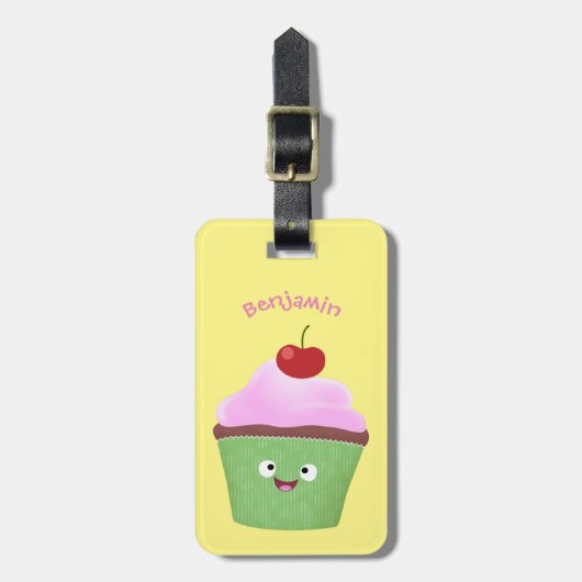 Niedlicher Cupcake Cartoon Gepäckanhänger (Vorderseite vertikal)