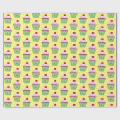 Niedlicher Cupcake Cartoon Geschenkpapier (Flach)