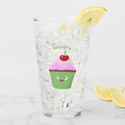 Niedlicher Cupcake Cartoon Glas (Rückseite Ice)