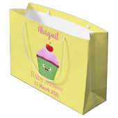 Niedlicher Cupcake Cartoon Große Geschenktüte (Rückseite Schrägansicht)