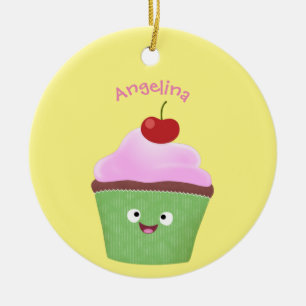 Niedlicher Cupcake Cartoon Keramik Ornament