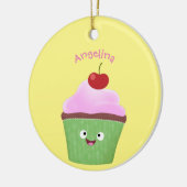 Niedlicher Cupcake Cartoon Keramik Ornament (Links)