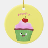 Niedlicher Cupcake Cartoon Keramik Ornament (Hinten)