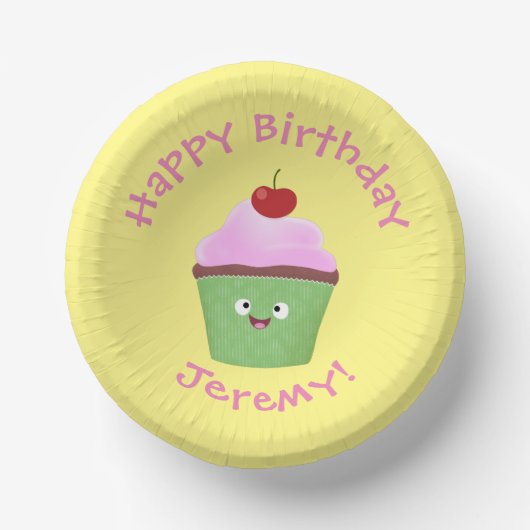 Niedlicher Cupcake Cartoon Pappteller (Vorderseite)