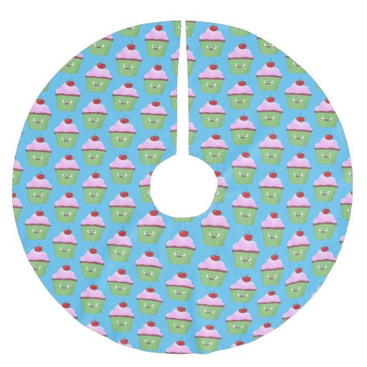 Niedlicher Cupcake Cartoon Polyester Weihnachtsbaumdecke (Vorderseite)