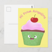 Niedlicher Cupcake Cartoon Postkarte (Vorne/Hinten)