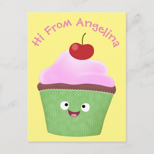 Niedlicher Cupcake Cartoon Postkarte (Vorderseite)