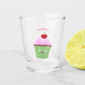Niedlicher Cupcake Cartoon Schnapsglas (Vorderseite)