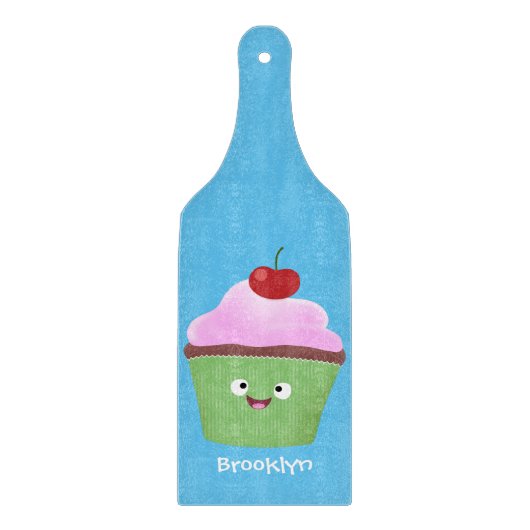 Niedlicher Cupcake Cartoon Schneidebrett (Vorderseite)