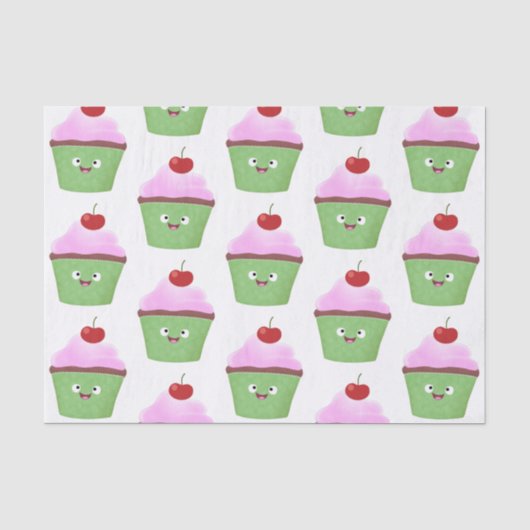 Niedlicher Cupcake Cartoon Seidenpapier (Vorderseite)