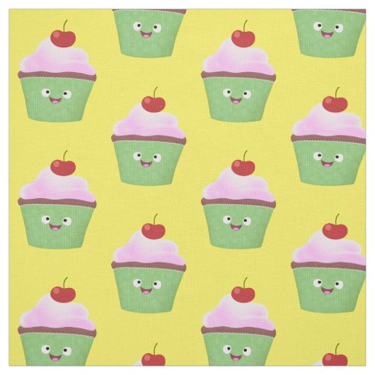 Niedlicher Cupcake Cartoon Stoff (Muster)