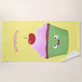 Niedlicher Cupcake Cartoon Strandtuch (Vorderseite)