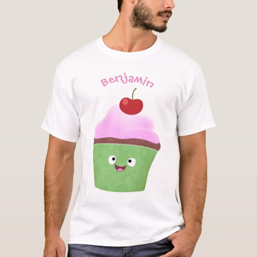 Niedlicher Cupcake Cartoon T-Shirt (Vorderseite)