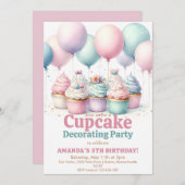 Niedlicher Cupcake Decoration Party Girl del Malca Einladung (Vorne/Hinten)
