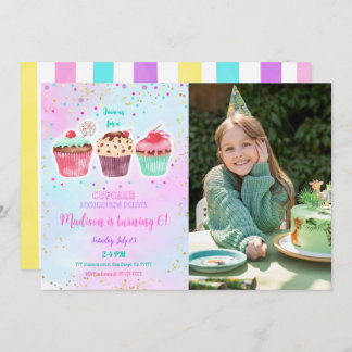 Niedlicher Cupcake Geburtstag Foto Einladung