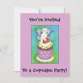Niedlicher Cupcake Kitty Cat Fairy Geburtstag Einl Einladung
