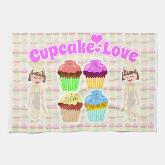 Niedlicher Cupcake Liebe Koch Küchentuch (Horizontal)