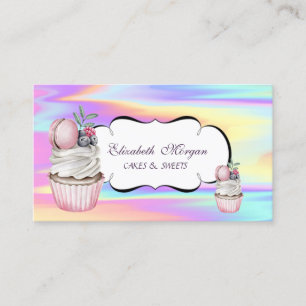 Niedlicher Cupcake Macaron Bäckerei farbenfroh hol Visitenkarte