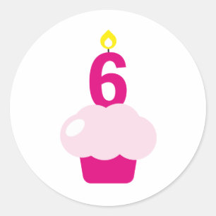 Niedlicher Cupcake mit Birthday Candle Runder Aufkleber